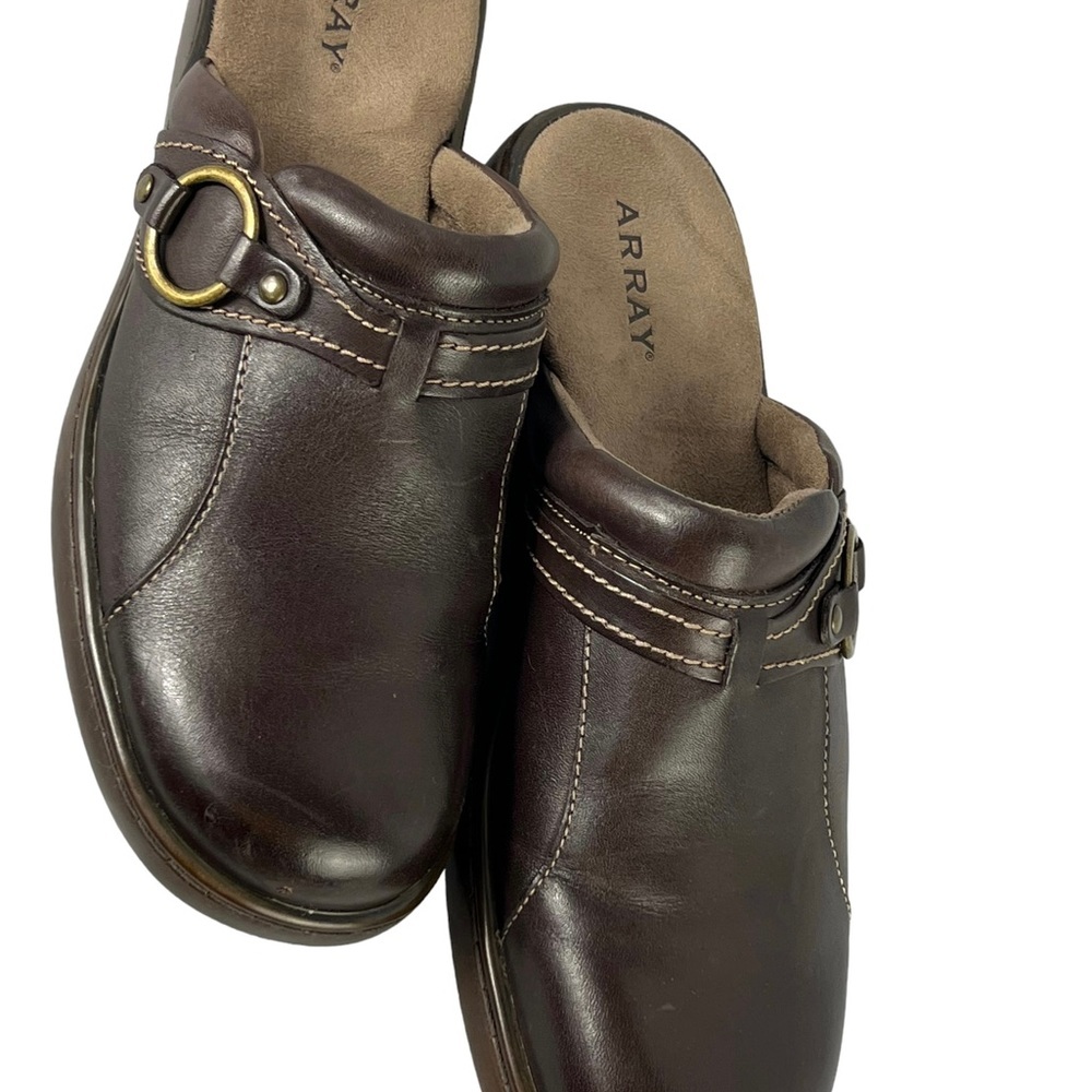 Array Ladies Brown Leather Mule Slides Shoes Size… - image 7